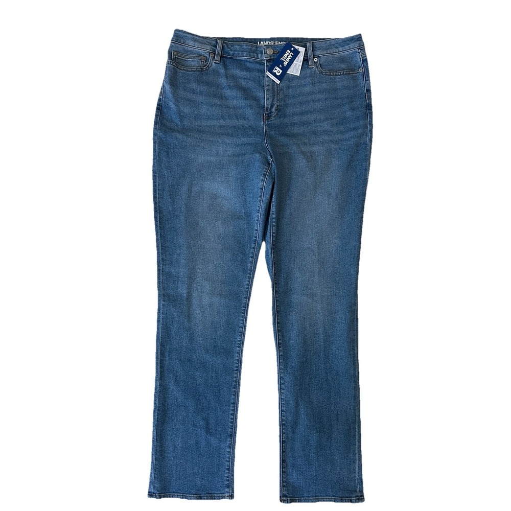 NWT Lands' End‎ Recover Blue Jeans Women's 18 Tall 38x33 Inch High-Rise Straight